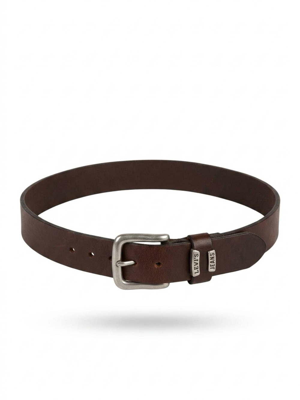 Levi's Dark Brown Leather Casual Men's Belt with Metal Buckle